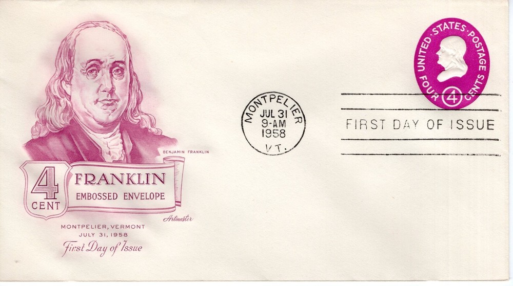 4 CENT FRANKLIN EMBOSSED ENVELOPE - 1958 - DC1022