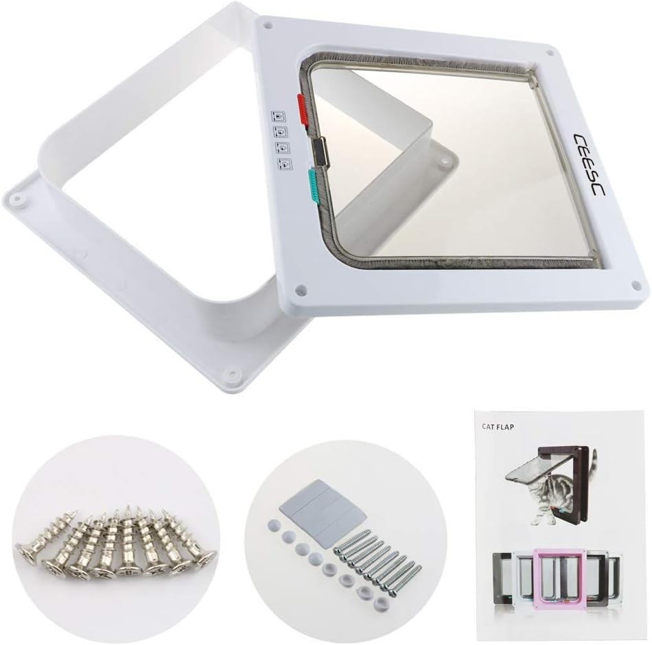 Extra Large Cat Door (Outer Size 11"X9.8"), Weatherproof, White, ABS Material