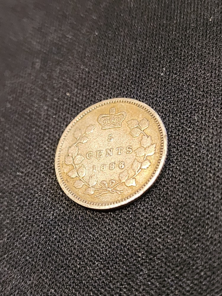 1896 Canada 5 Cents Silver Coin