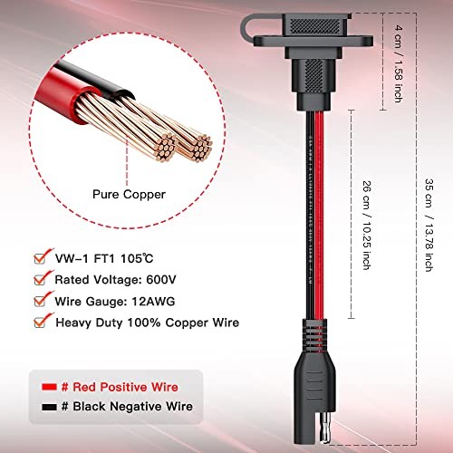 Electop Rectangular Connector Power Socket Sidewall Port, Weatherproof