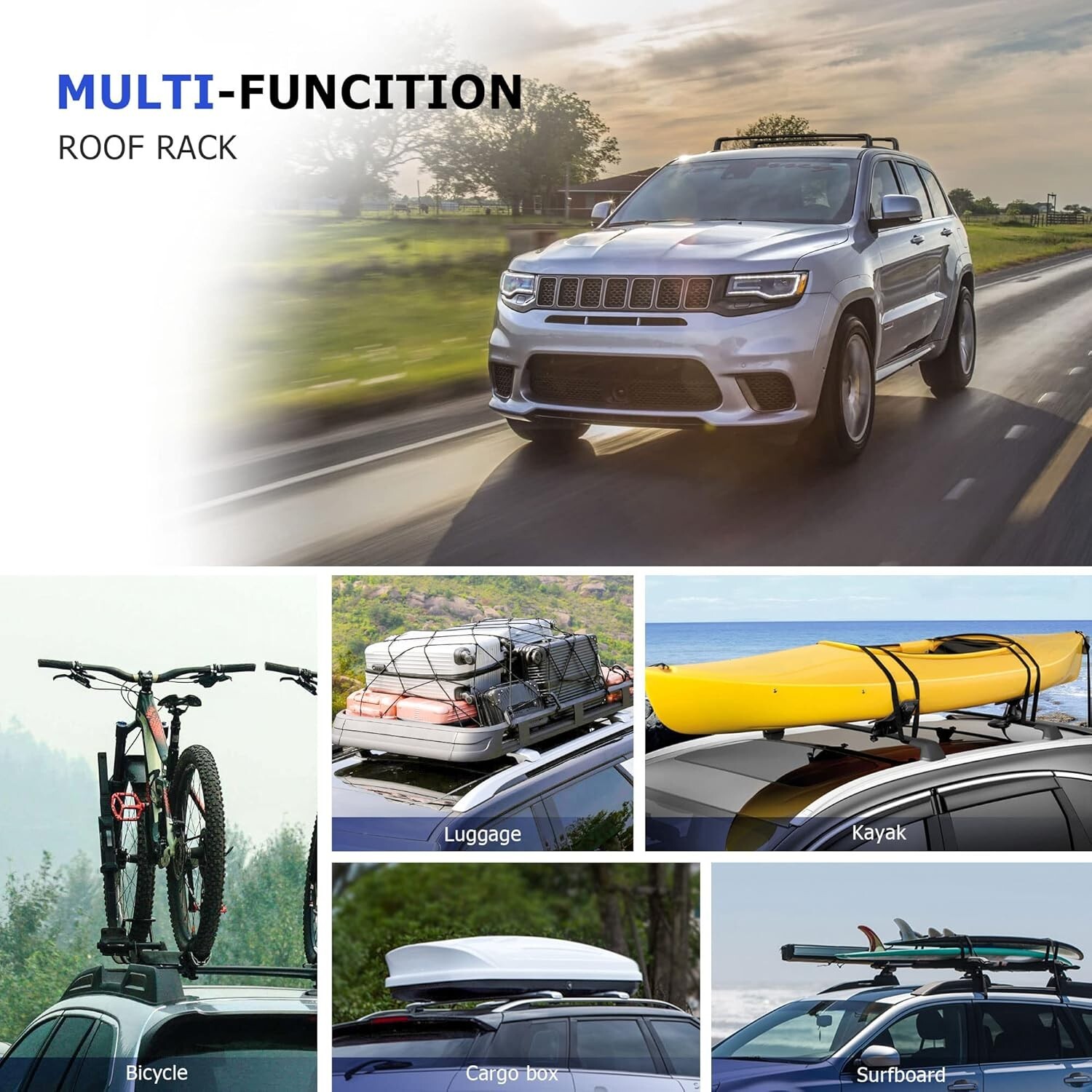 Pair Roof Rack Cross Bar Luggage Cargo Carrier For Jeep Grand Cherokee 2011-2022