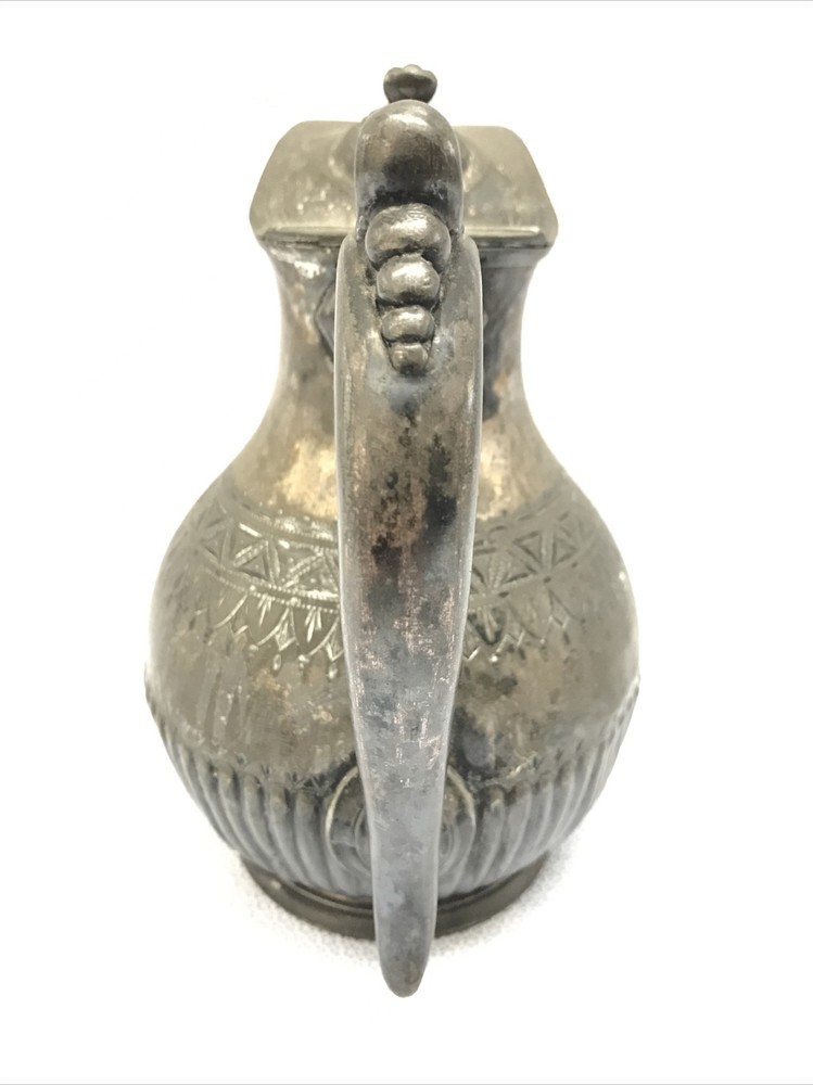 Vintage Silver Plated Hinged Lid Pitcher 7.5” Tall