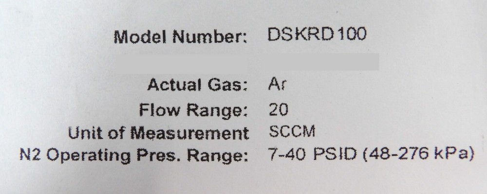 Celerity DSKRD100 Mass Flow Controller MFC 20 SCCM Ar New Surplus