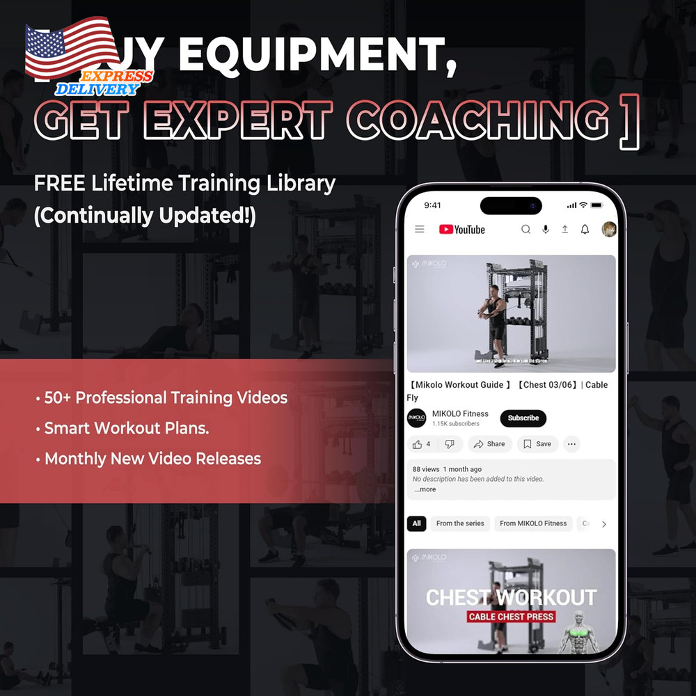 Power Rack with Cable Crossover System 1500LBS Squat Rack w/LAT Pull down System