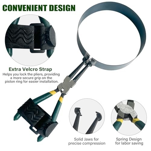 Auto Engine Piston Ring Compressor Tool Set with Piston Installer Pliers and