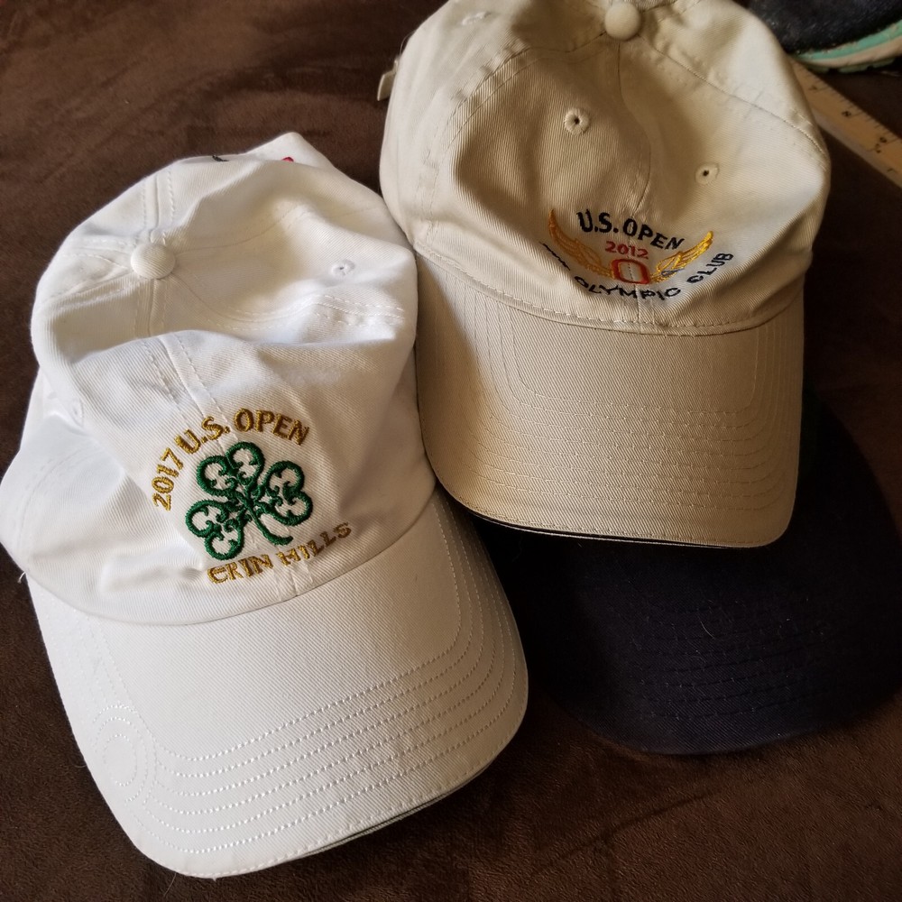 5 US OPEN USGA MEMBERS GOLF HATS 2000, 2011, 2012, 2016 AND 2017