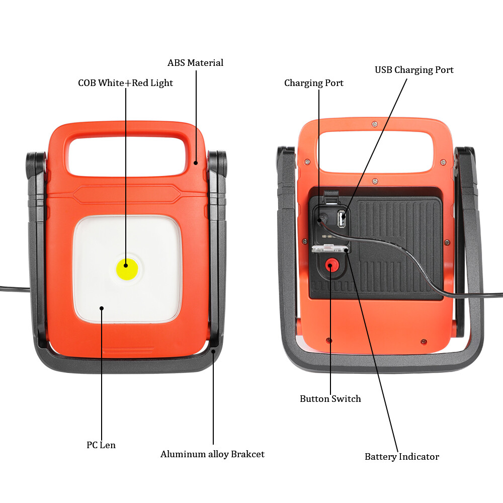 Portable COB LED Work Light USB Rechargeable Flood light Camping Emergency Flash