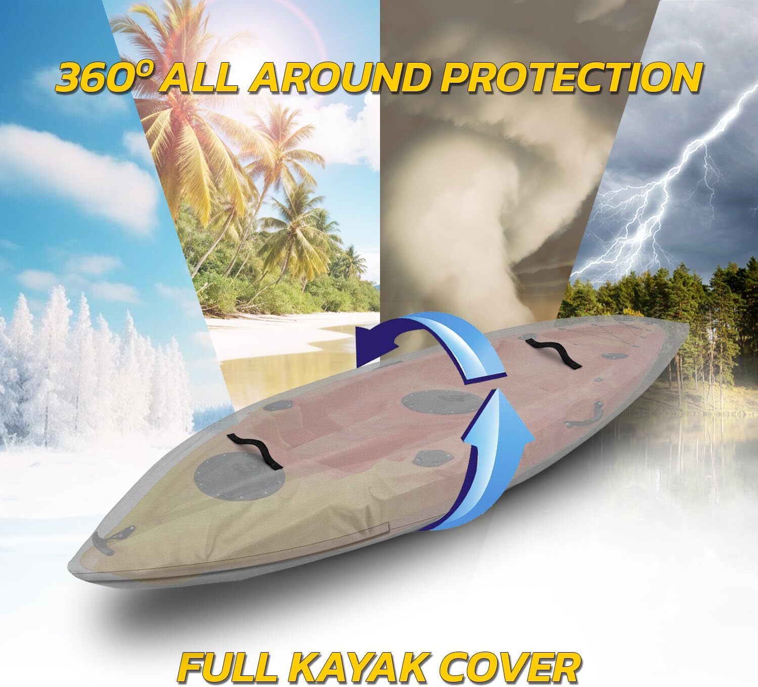 600D Waterproof Heavy Duty Trailerable 13Ft Kayak Covers for Outdoor Storage