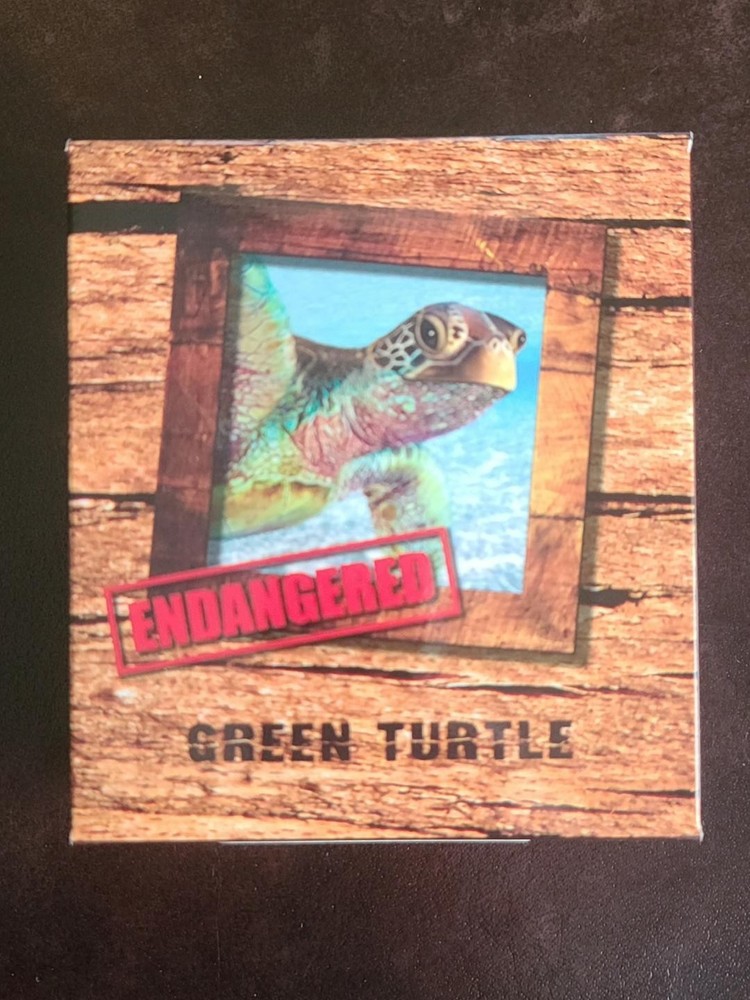TUVALU 1 Dollar 2014 1 oz Silver Proof 'Green Turtle' Box/CoA