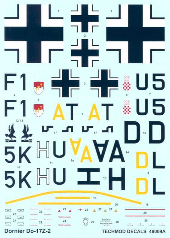 Techmod Decals 1/48 DORNIER Do-17Z German Bomber