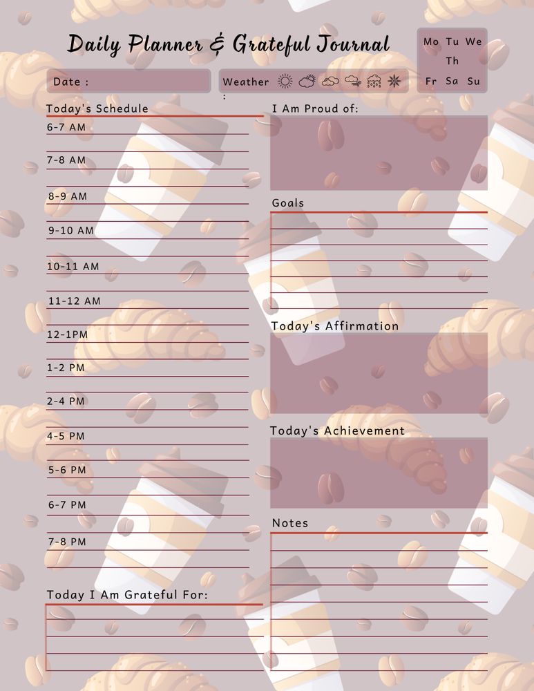 Coffee Lovers Daily Planner & Grateful Themed Journal