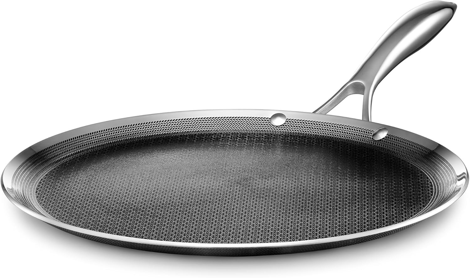 HexClad 12″ Hybrid Griddle Pan – Stainless Nonstick Flat Top Induction Ready