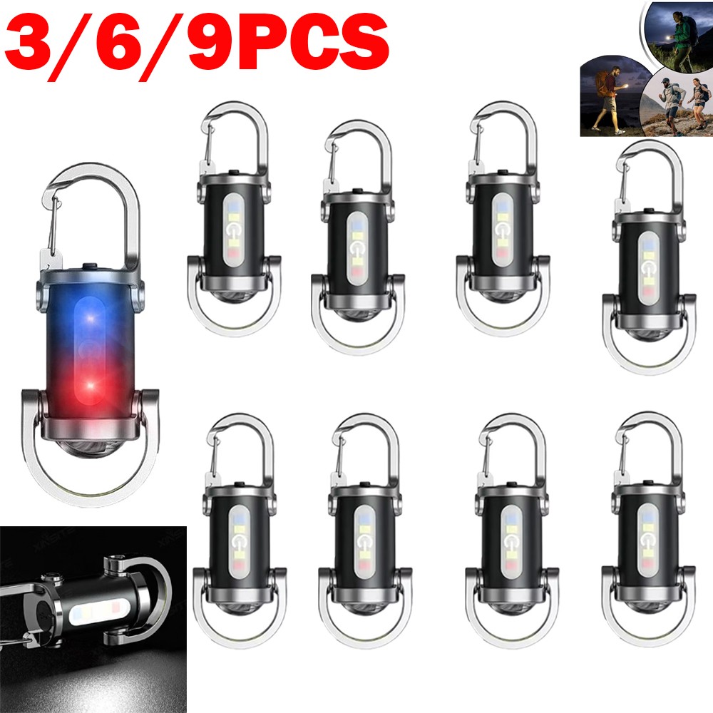 3~9PACK Super Bright LED Mini Flashlight USB Rechargeable Pocket Keychain Torch