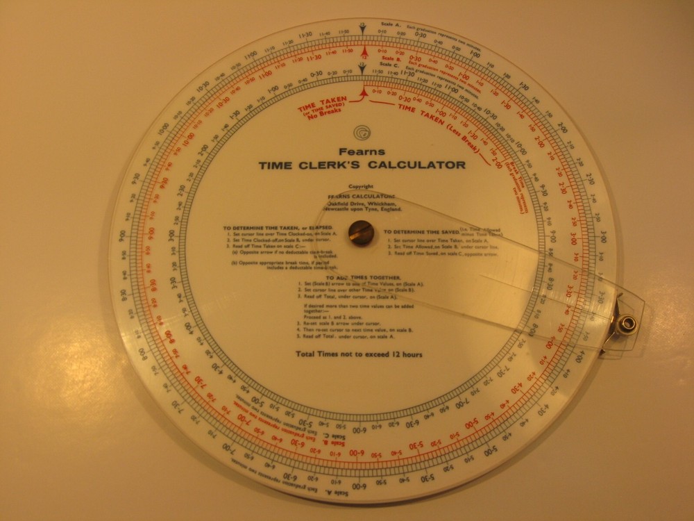 Fearns Time Clerk's Calculator Circular