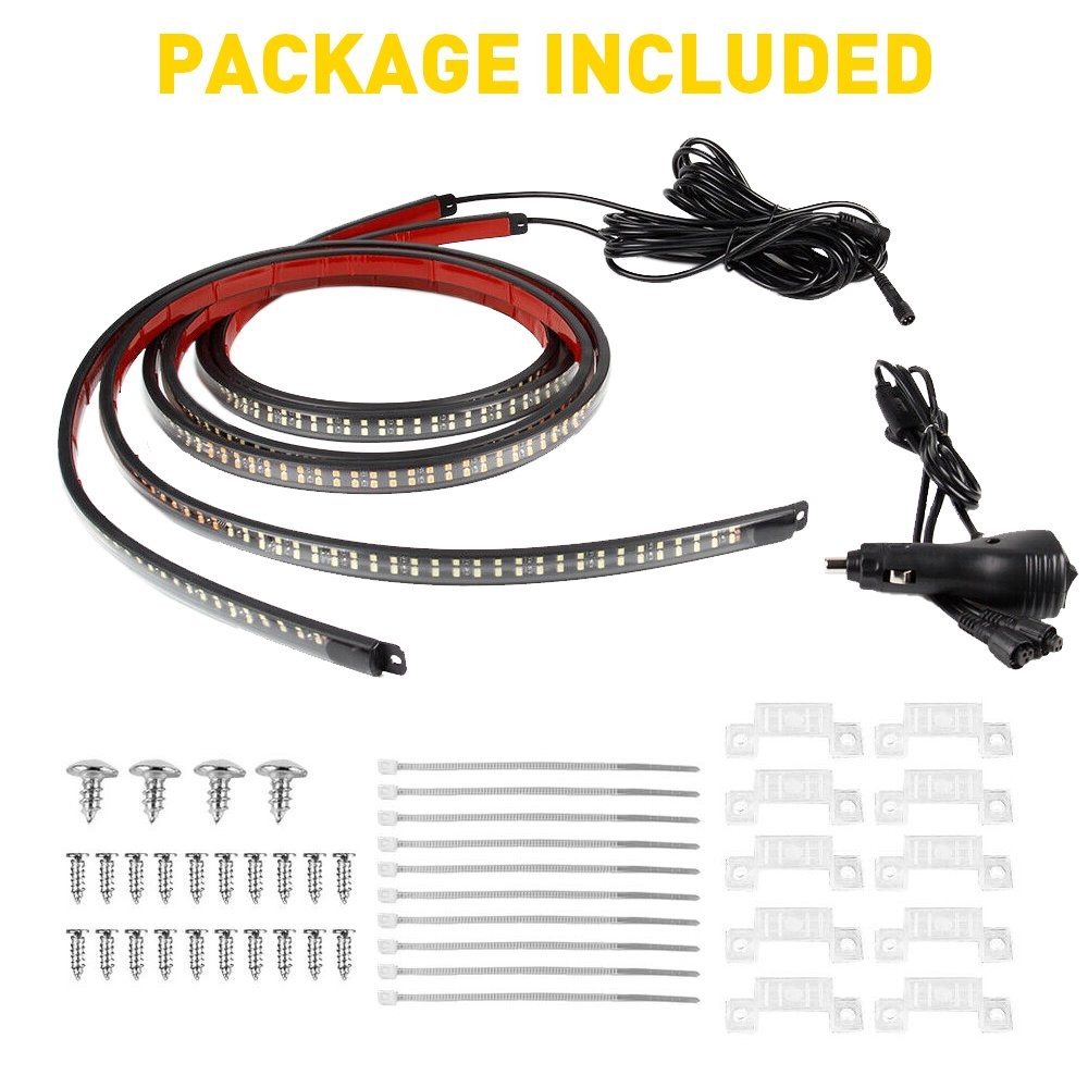 2pcs 60" Running Board Step Strips Bar LED Strobe Lights & White Amber