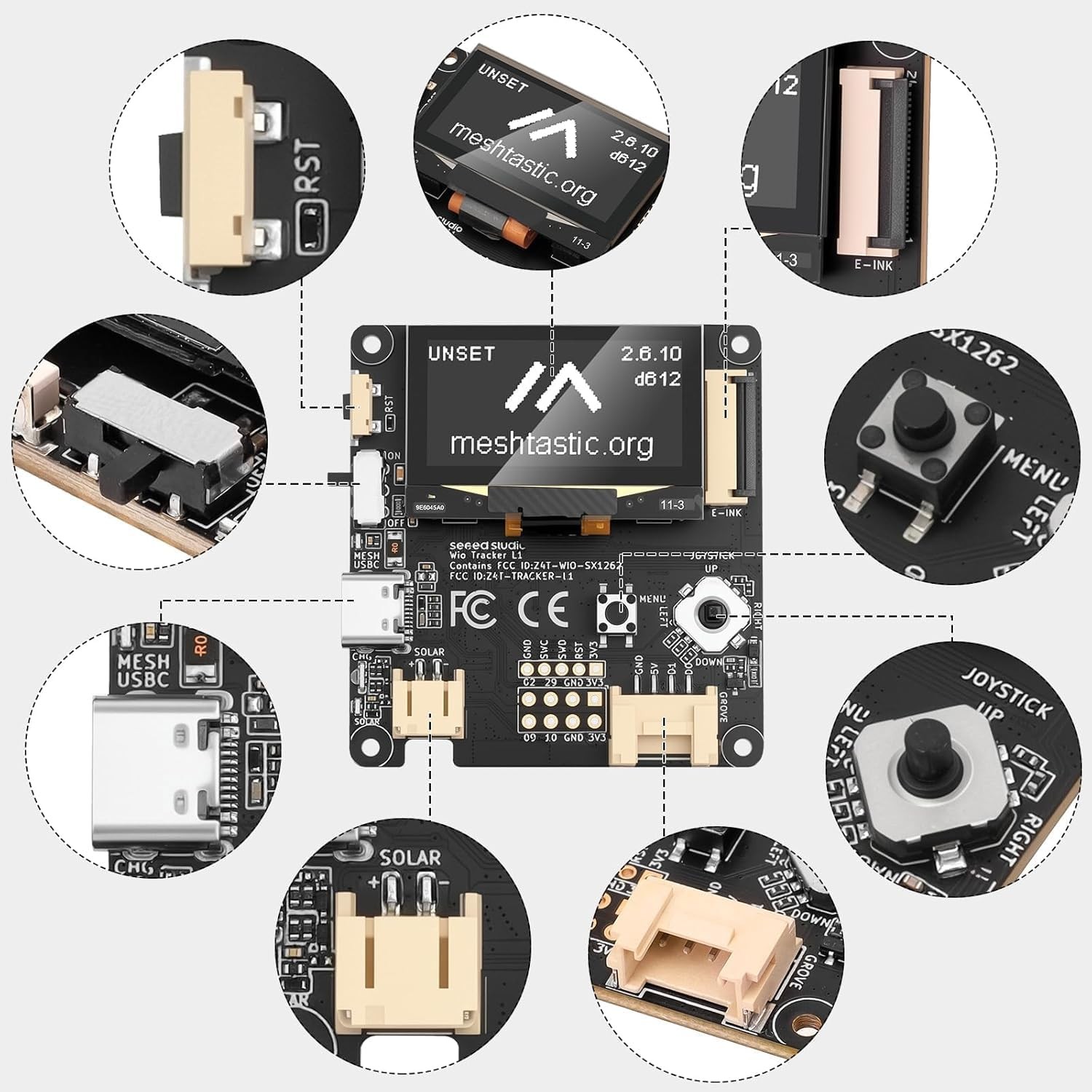 Wio Tracker L1 Meshtastic Node Meshnology Board Kit Bluetooth GPS +Battery+ Case