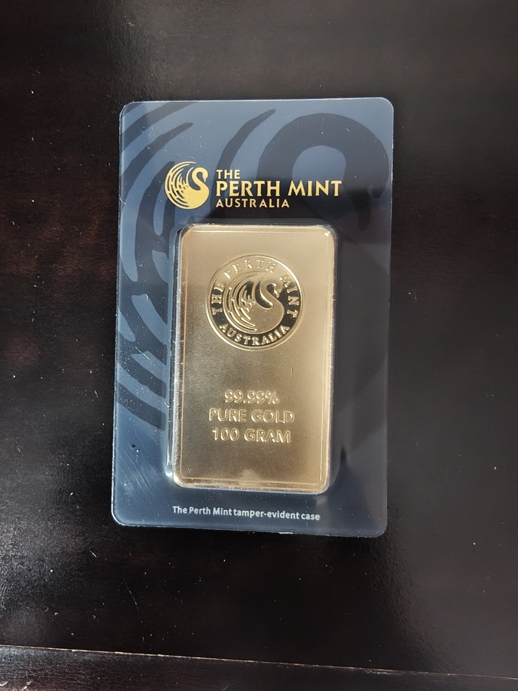 The Perth Mint 100 Gram Gold Plated Bar