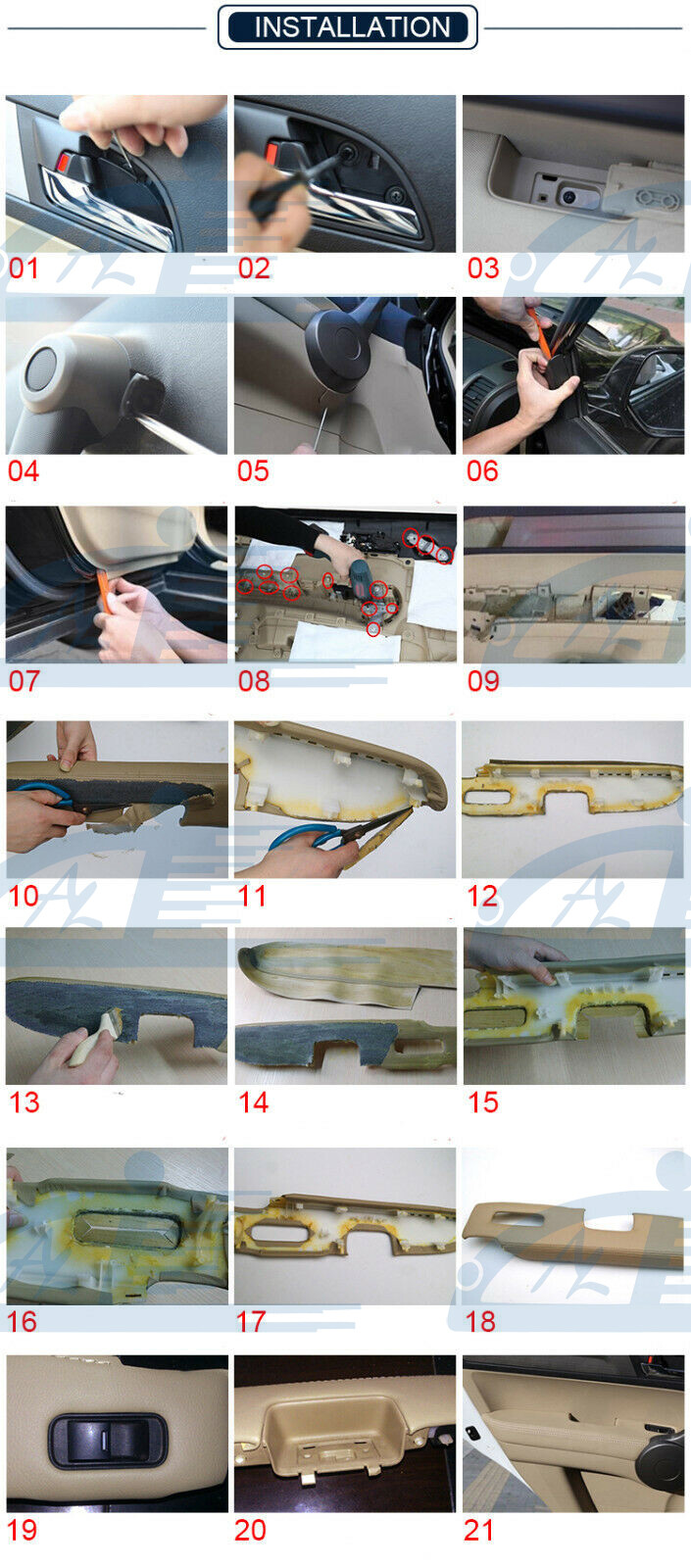 Front Door Panel Armrest Cover Synthetic Leather for Honda CR-V CRV 2007-2012