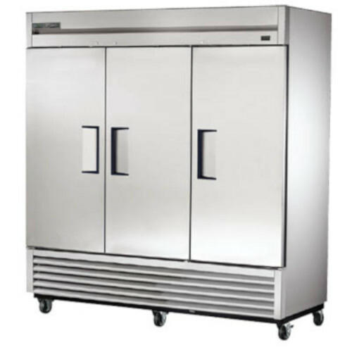 True T-72-HC 78" Three Section Solid Door Reach in Refrigerator