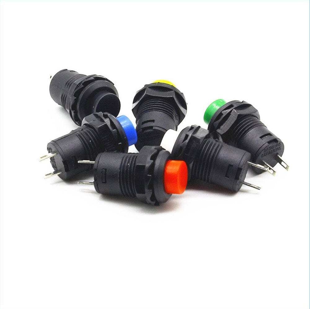 12mm 0.110 Terminal Push Button 6 Colors Momentary
