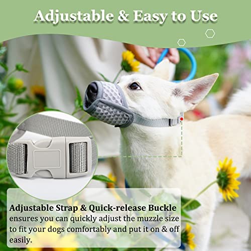 Dog Muzzle, Puppy Soft Mesh Muzzle for Small Medium Grey XS-(Snout 5¼”-6”)