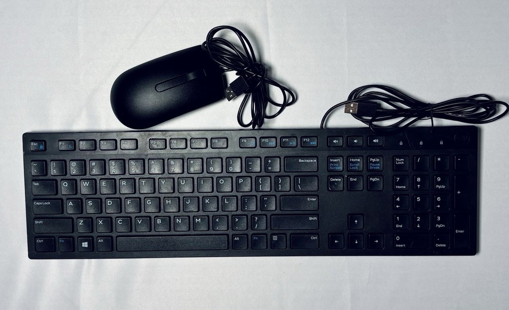 Dell Wired Keyboard & Mouse Slim Black Used Good Working Condition