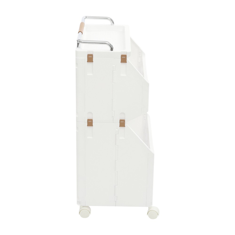 2-tier Clothes Basket Rolling Laundry Basket Collapsible Laundry Hamper Storage
