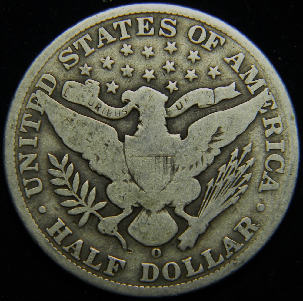1901-O BARBER SILVER HALF DOLLAR. GRADES AT G+, ORIGINAL SURFACES, NO PROBLEMS