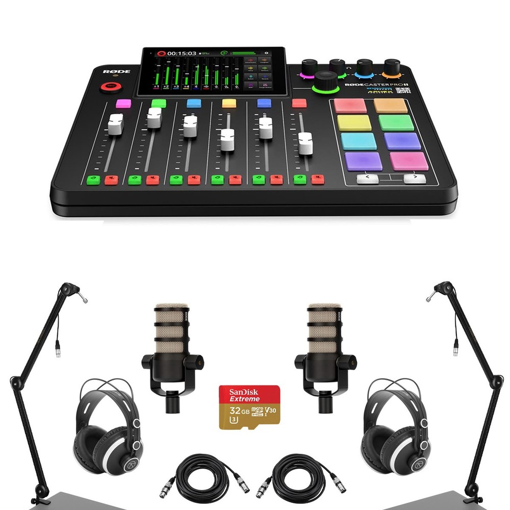 Rode RODECaster Pro II Integrated Audio Production Studio Console Bundle with 2x