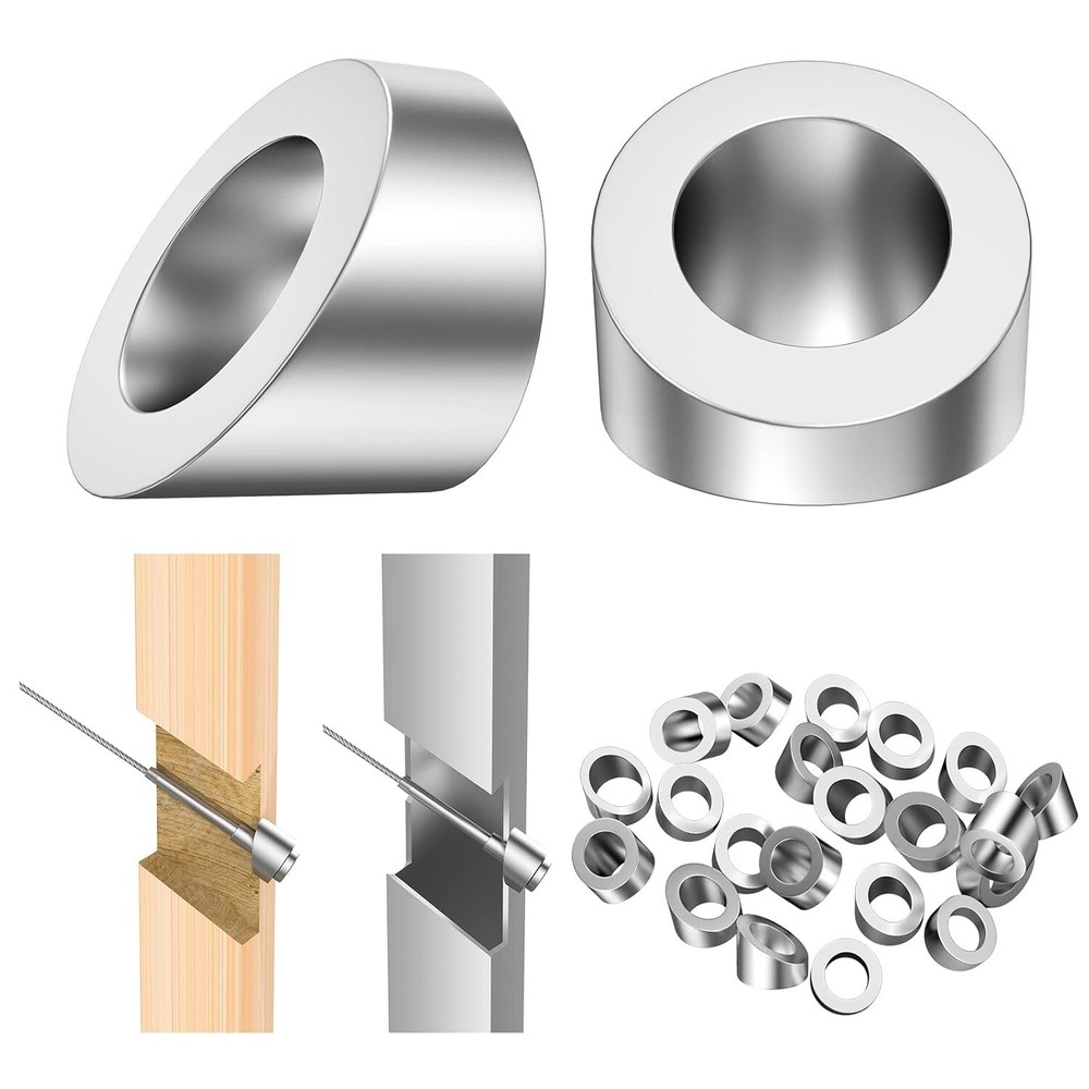 5/16" ID Angle Washers For Cable Railing Posts Stainless Steel 30 Degree 20 Pack