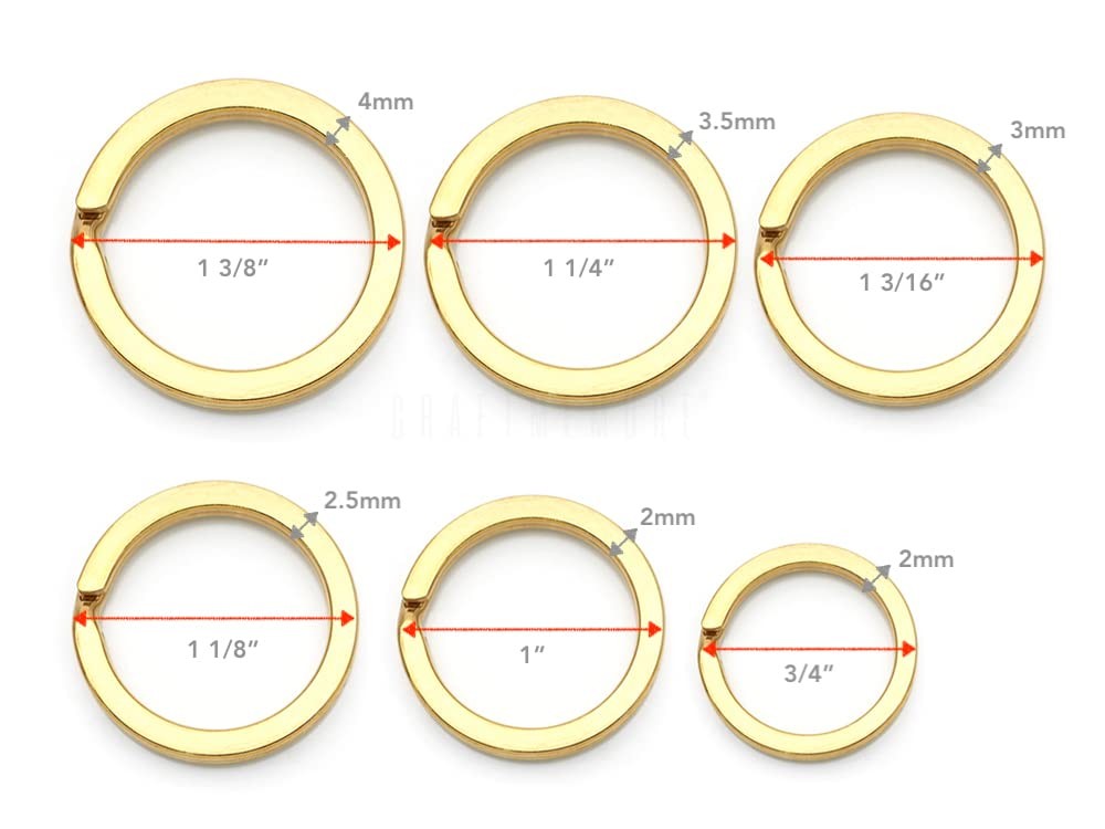 CRAFTMEMORE 4pcs Solid Brass Split Ring 1-1/4" (32mm), Brushed