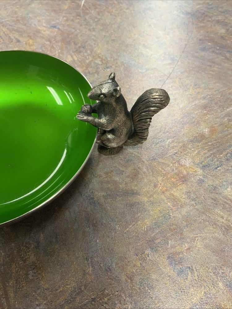 REED AND BARTON GREEN ENAMEL NUT DISH
