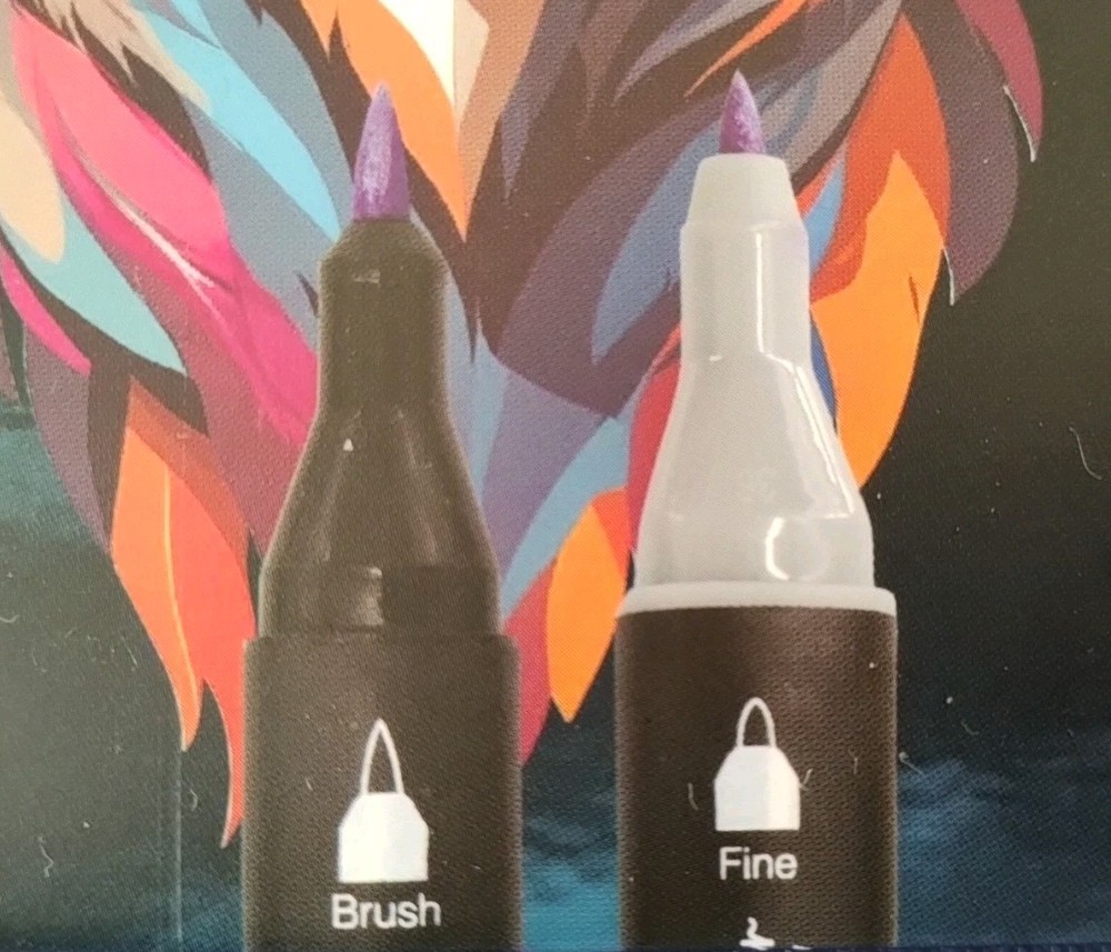 10 Metallic Twinmarkers Water based Ink Two Tips: Brush & Fine