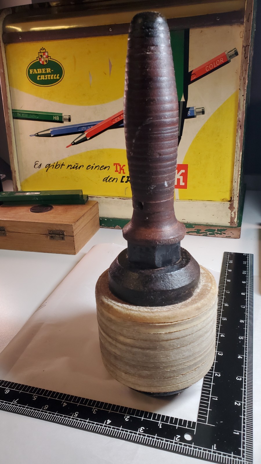 Hammer Maul 5 Lb Vintage Cast Iron Stacked Rawhide & Leather / Monarch Stamp