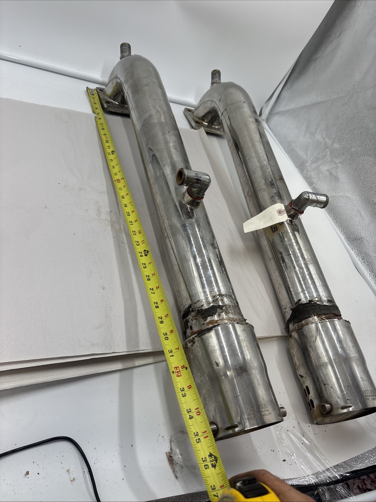 Stainless Exhaust Tail Pipe Risers Set shotgun marine