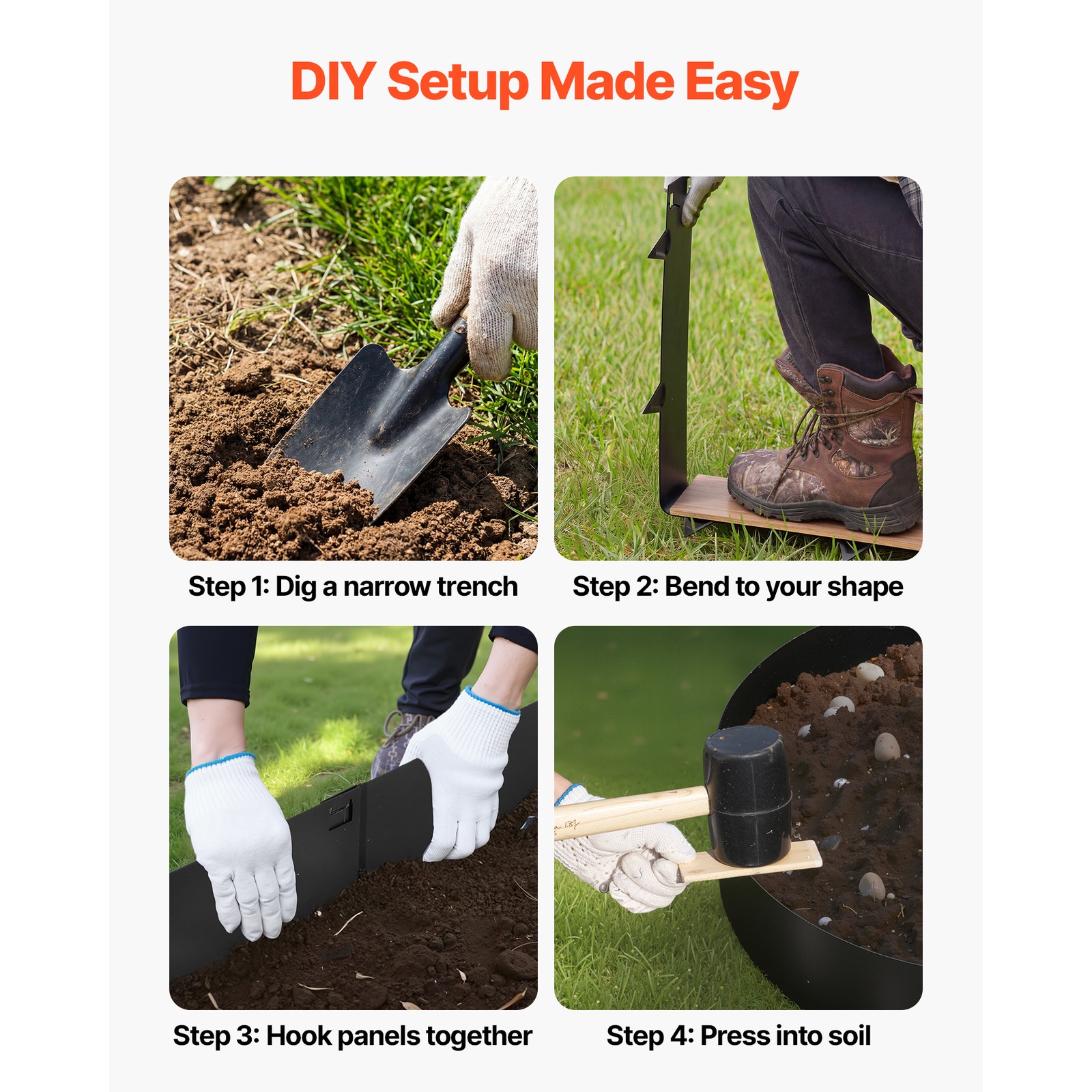 Uimoso Galvanized Steel Garden Edging Set, 40x8 in,Metal Landscape Borders, 6pcs