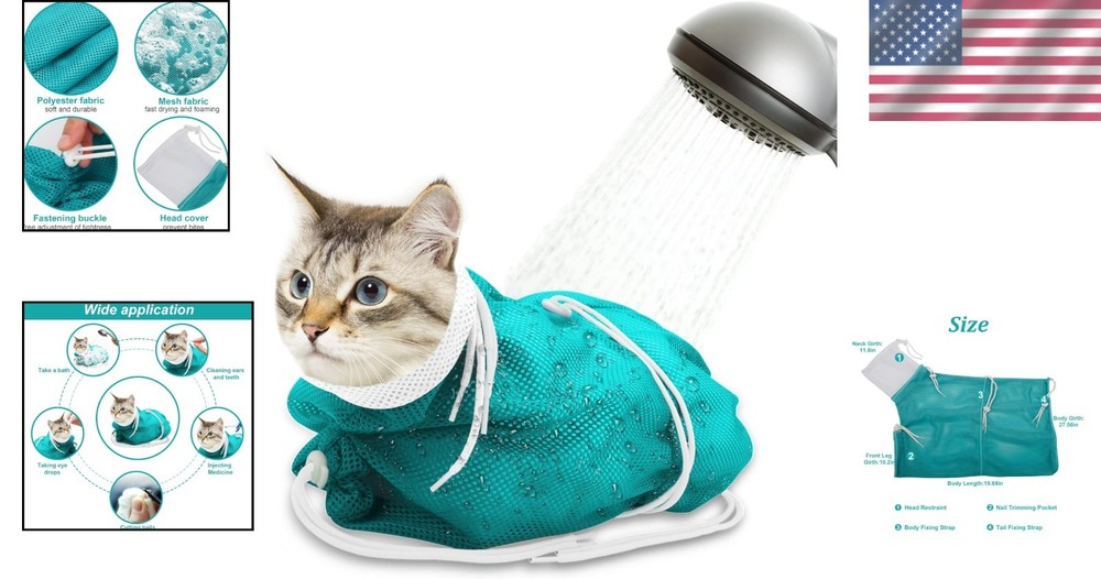 Luxury Cat Bathing Bag - Breathable Mesh Grooming Solution, Anti-Scratch Design