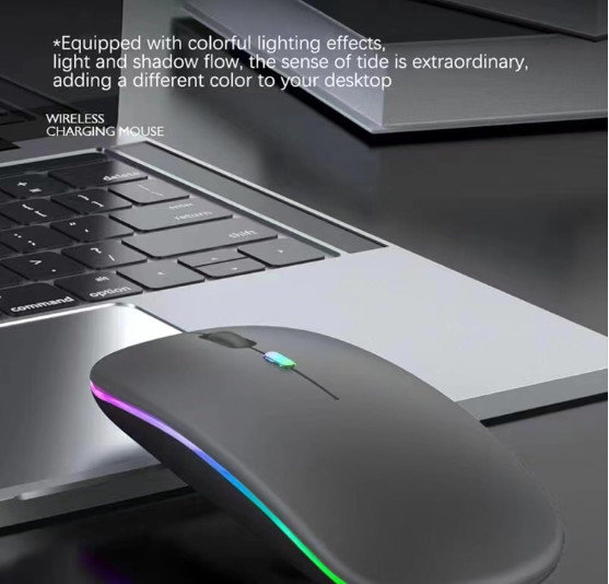 Wireless Bluetooth Mouse Rechargeable LED Silent Slim Laptop Black 2 PACK