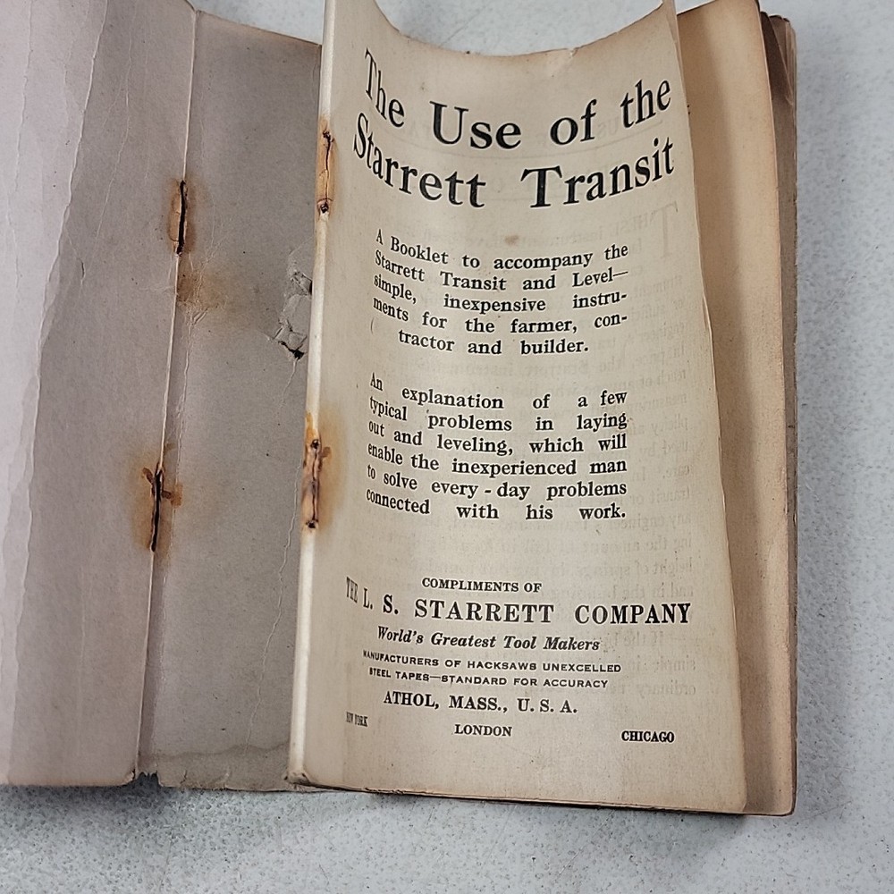 VINTAGE STARRETT TRANSIT & LEVEL W/ BOX & PAPERS - ISSUES