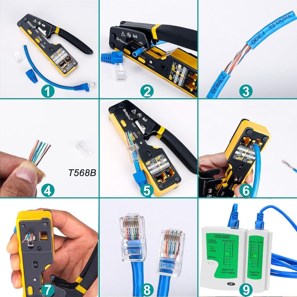 RJ45 Crimp Tool Kit for Cat5 Cat6 Ethernet
