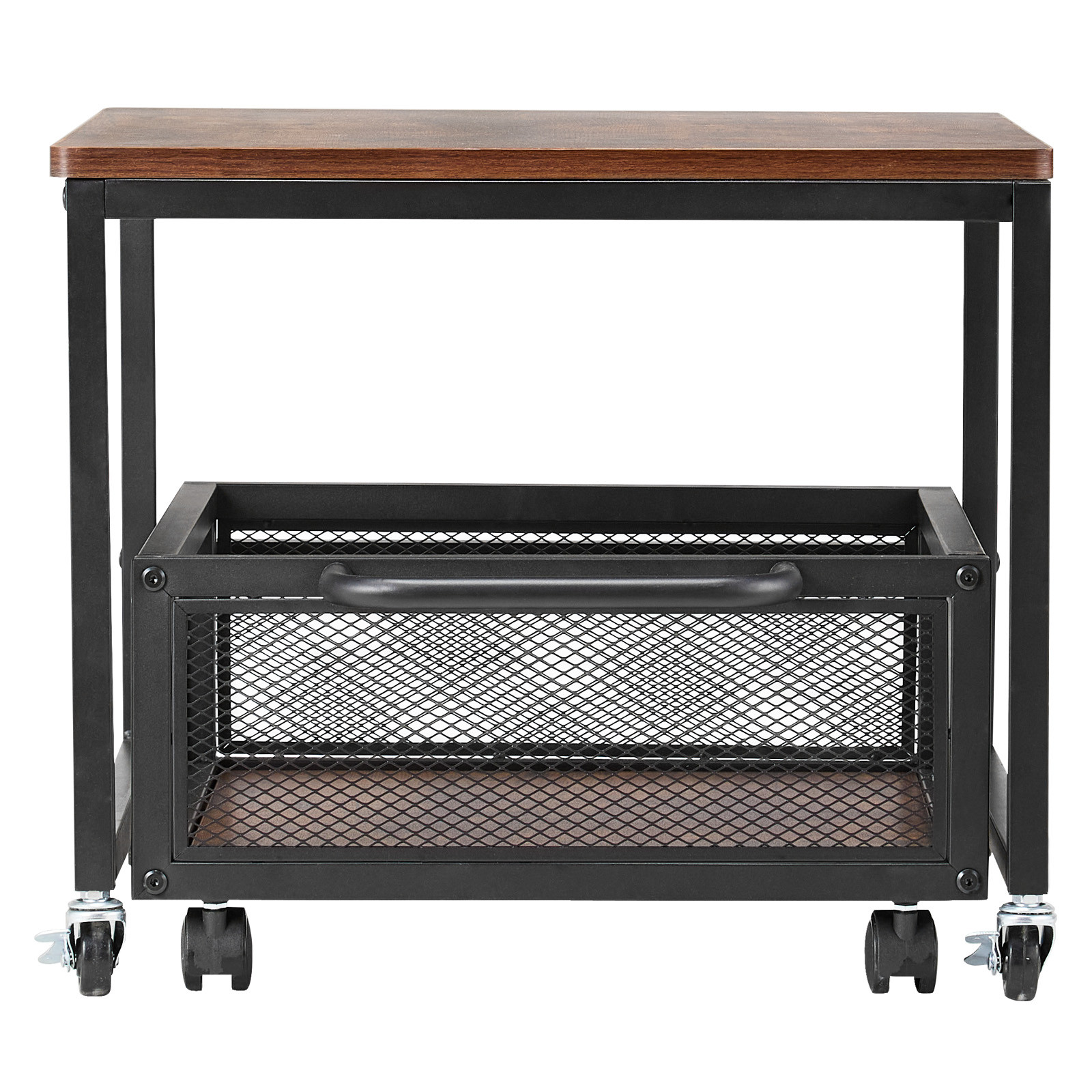 Mini Fridge Stand 198lbs with Storage Cart & Swivel Wheels Dark Brown