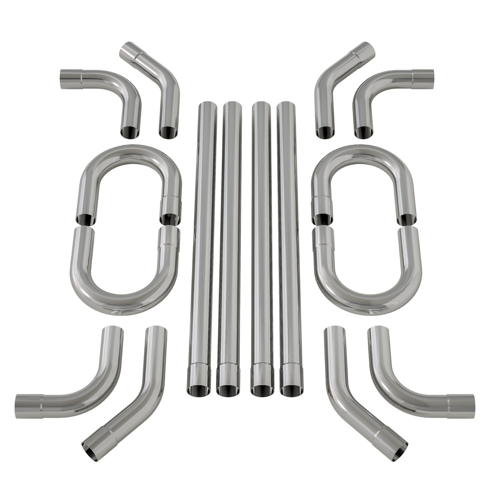 16PCS 2.5"OD DIY OD Custom Exhaust Tubing Mandrel Bend Pipe Straight U-Bend Kit