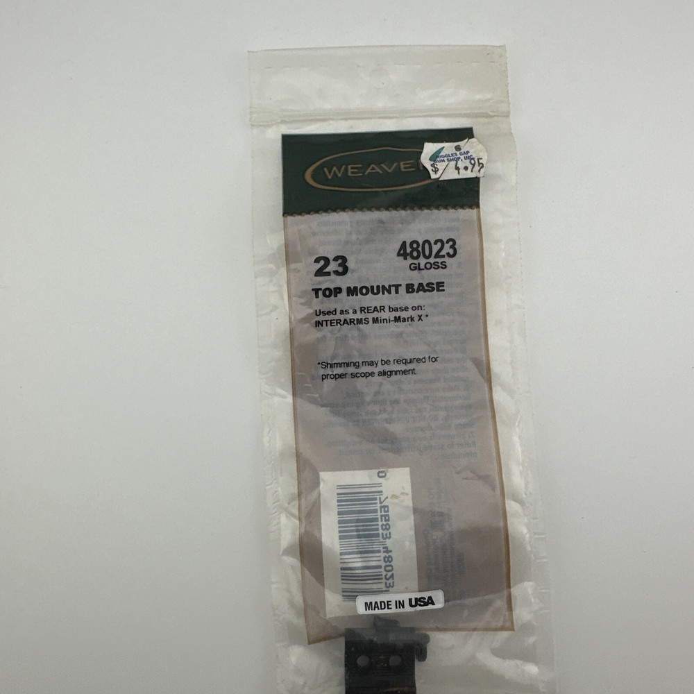 Weaver Mounting Rifle Base # 23 48023 Interarms Mini-mark X