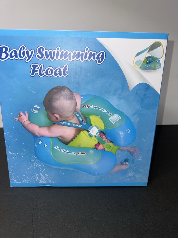 Inflatable Baby Swim Float with Sun Canopy Size Improved Infant Pool Floaties...