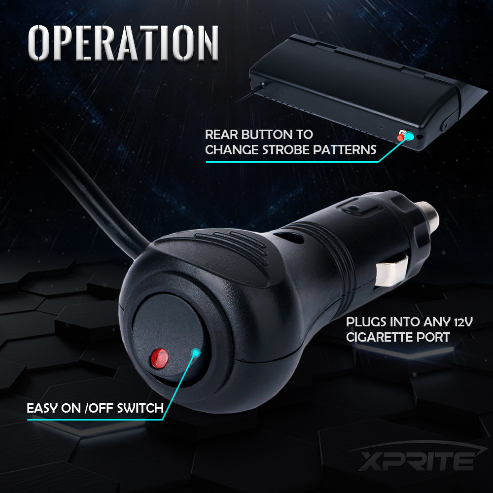 Xprite 16LED Strobe Light Interior Dash Flash Emergency Warning Windshield White