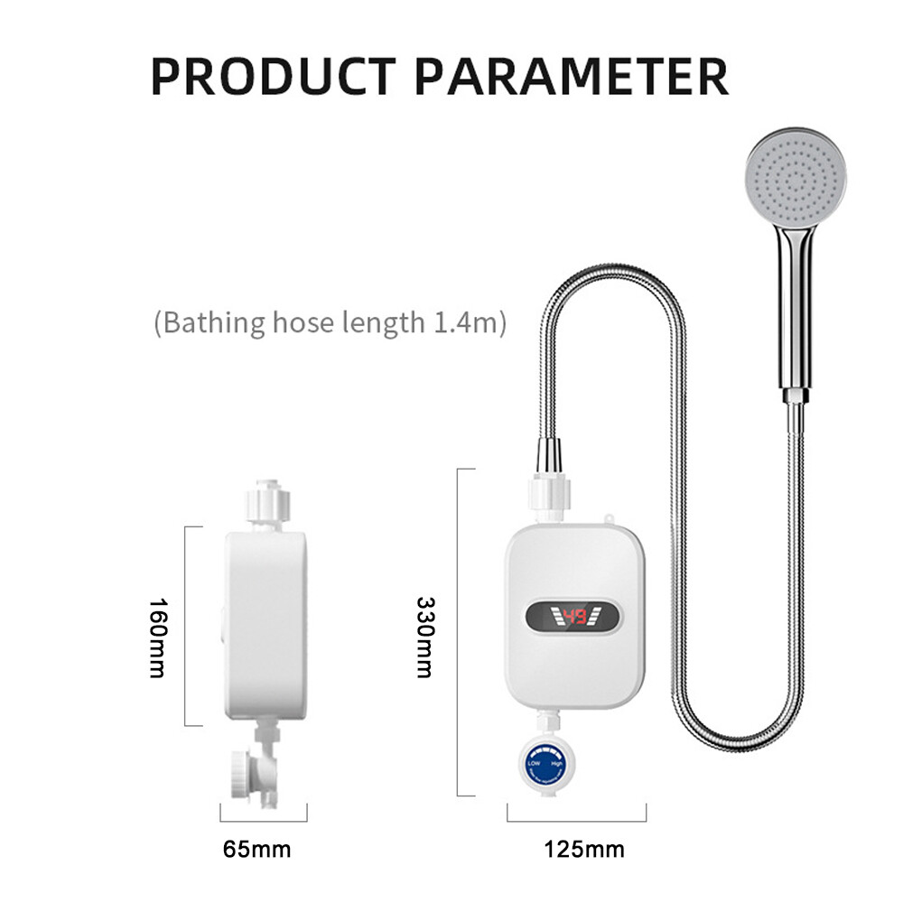 3500W 110V Mini Electric Tankless Instant Water Heater Shower Bathroom Device