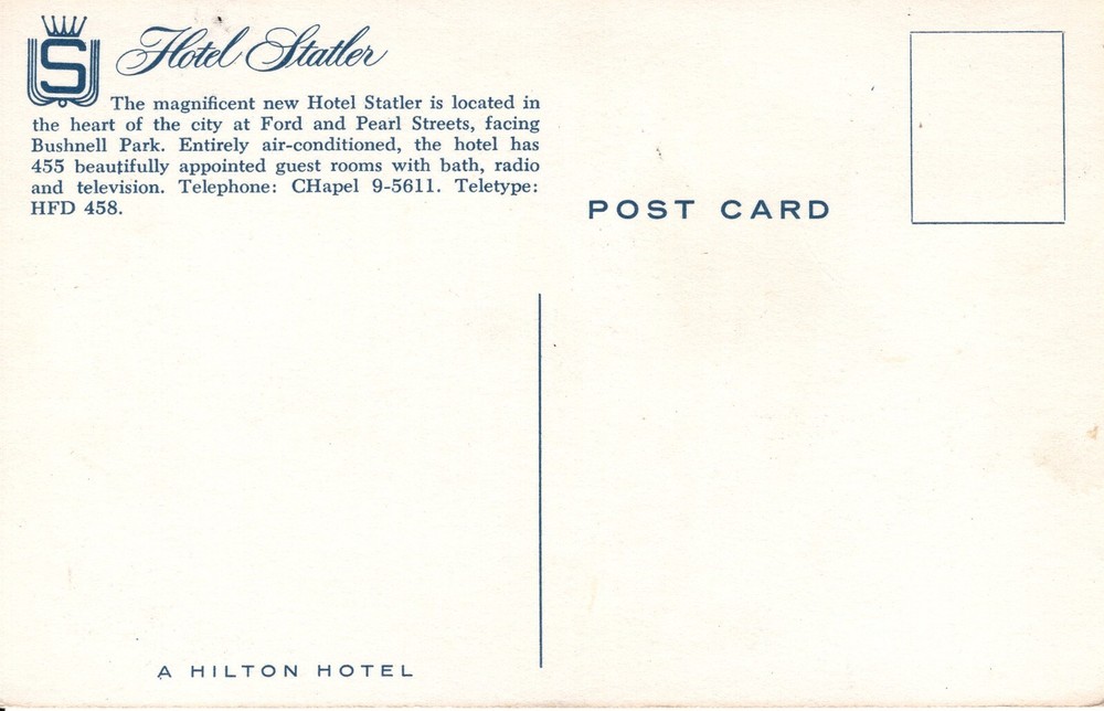 HOTEL STATLER, HARTFORD - PC1890