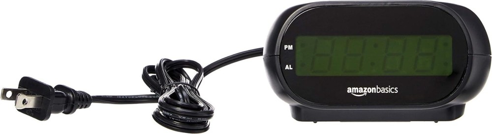 Compact Oval Black Digital Alarm Clock with LED Display & Snooze Functionality