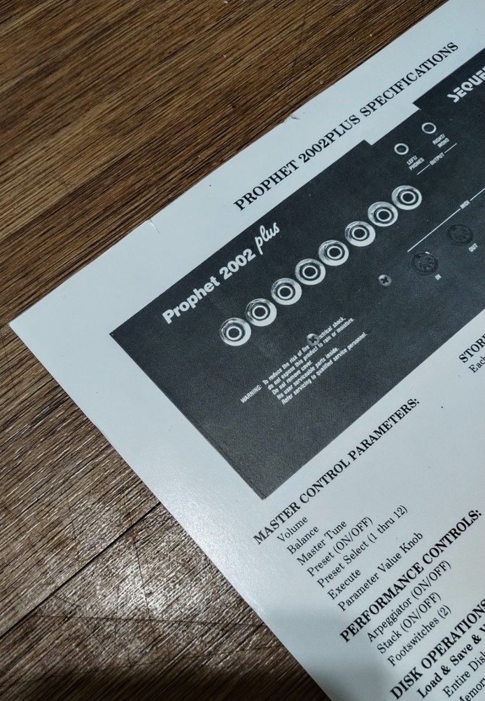 *RARE *ORIG Sequential PROPHET 2002 12bit ANALOG FILTER SAMPLER Brochure Catalog