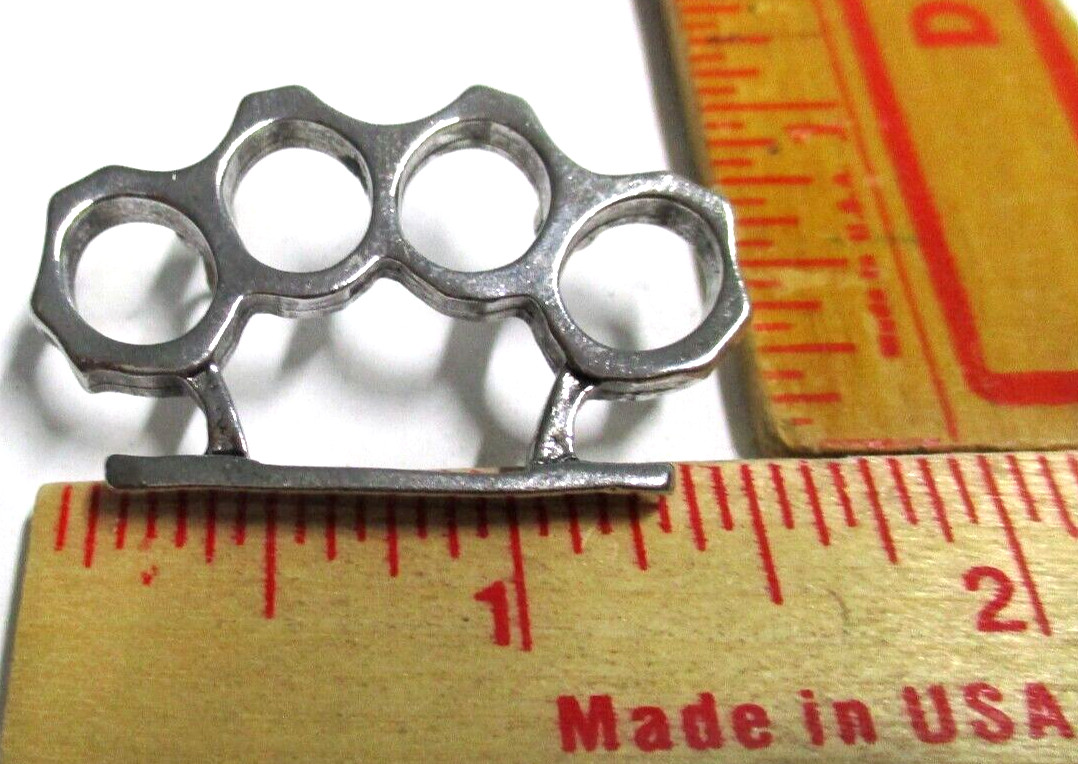 brass knuckles pin vintage collectible old biker vest hat weapon knuckle pinback